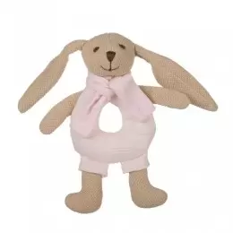 Іграшка-брязкальце мяка Кролик - рожева