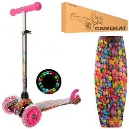 Самокат iTrike MINI Принт (Рожевий)