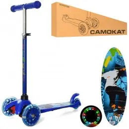 Самокат iTrike MINI Принт (Синій)